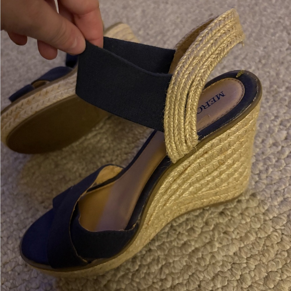 Metro Dark Blue Espadrille Wedges